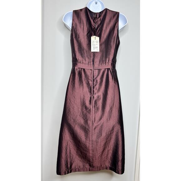 Vintage Armani 90s Made In Italy Silk Dress Burgundy IT 40 US 6 Y2K Cocktail NWT - Picture 4 of 16